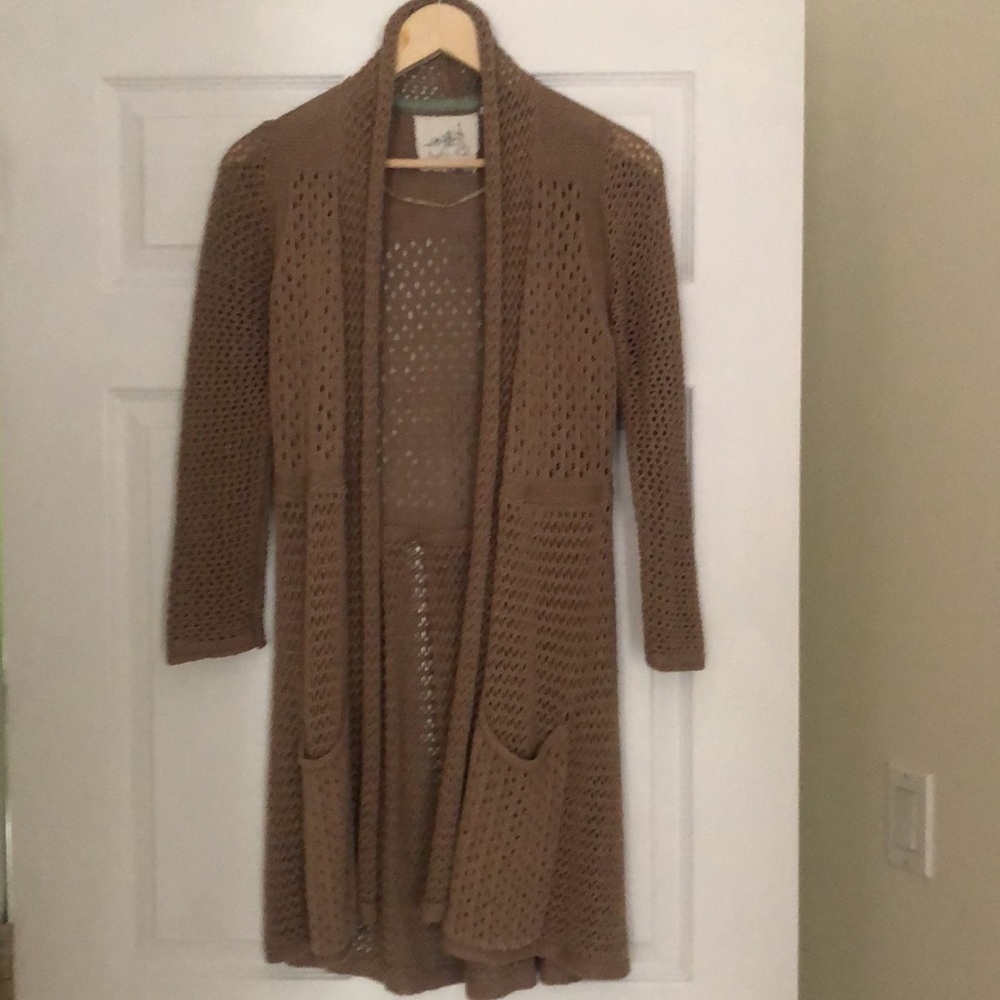 Anthropologie open weave cardigan Patch pockets
Taupe brown - Picture 3 of 12
